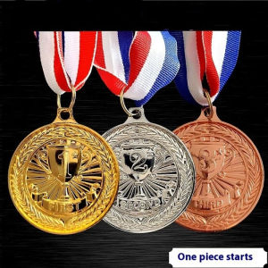 QUANSEN 1Pcs 5cm Competition Prize Medals With Neck Ribbon Bronze Medal Metal Winner Medals For Talent Show Party Race