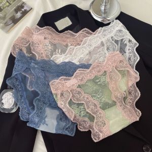 TANFU 4Pcs Eo giữa Quần lót lưới ren Quần lót Đáy quần cotton Quần lót không đường may Thoáng khí Trong suốt Đồ lót cho phụ nữ Cô gái