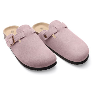 KIDMI New Suede Men Clogs Slippers Cork Footbed Beach Slippers Outdoor Cork Nonslip Mules With Arch Support Women Clogs Slippers