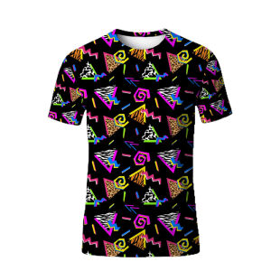 [Local Stock] VCC Vintage 80s 90s Graphic T-shirt for Men Retro 3d Printed Geometric T Shirts Hip Hop Short Sleeve Tees Street Oversized T Shirt