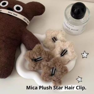 Kẹp cho phụ nữ tóc hình ngôi sao mềm mại phụ kiện tóc mùa đông dễ thương với thiết kế lông mềm mại kẹp tóc phong cách Hàn Quốc ngọt ngào