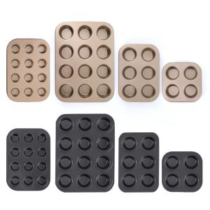 12/9/6 Hole Non-Stick Cake Baking Mold Pudding Pan Muffin Cup Baking Mold Carbon Steel Flat Cup Cake Mold Kitchen Baking Tools2026