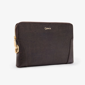 Ví Cầm Tay Clutch Nam GENCE CK11 Da Bò Khóa Số Cao Cấp Màu Nâu Phụ Kiện Vàng Hoặc Bạc