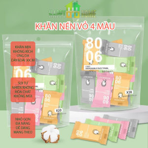 Khăn Giấy NénKhăn Nén Hình Chữ Nhật Dạng Viên Kẹo 4 Màu Dài 30 Cm Biode Ruo Đa Năng Tiện Lợi - Túi 20 Viên