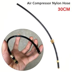 JACAUY 1Pcs High Pressure Air Compressor Nylon Hose 30cm 6mm Dia Air Line Hose Durable with Small Brass Parts Exhaust Tube Connects Pressure Switch and Check Valve