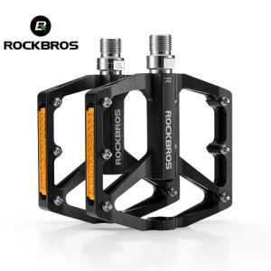 ROCKBROS Reflective Bike Pedal Sealed Bearing MTB Flat Pedal Widen Aluminum Alloy Road Bicycle Pedal