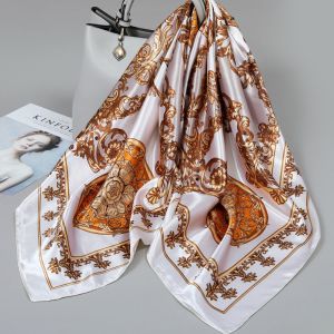 Floral Prints 36 inches Wide Bandana Hijab Lady Fashion Scarf SIlk Shawl