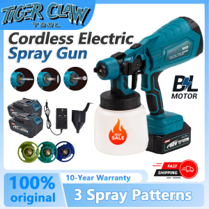 Tiger Claw Tool Electric Cordless Paint Sprayer 2000W 1000ml High Power Paint Sprayer Household Handheld Spray Gun/Paint Sprayer with Three Nozzles Flow Control Spray Gun Disinfection Sterilization Sprayer Brushless Paint Spray Gun Battery Portable