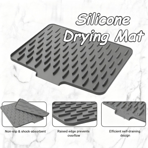 Silicone Dish Drying Mat Dish Drying Pad With Drain Lip Non-Slip Drain Pad For Kitchen Counter