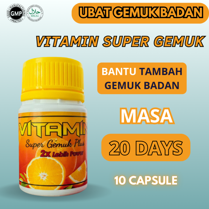 Penggemuk Badan Original Vitamin Super Gemuk weight gain Tambah Berat Badan Ubat Tambah Selera Makan Herbal Lulus KKM