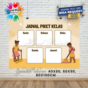 Cetak Spanduk Banner MMT Jadwal Piket Kuning Crem 100x80cm Bisa Request