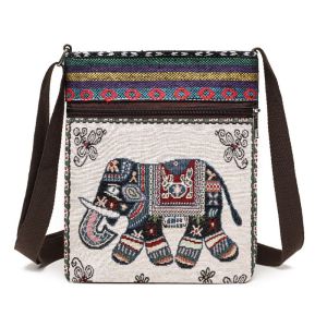 MISSUP Large Capacity Shoulder Bags Embroidery Ethnic Style Crossbody Bag Durable Handbags Women