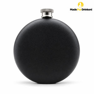 Round Matte black sand finish Hip Flask - 180ml