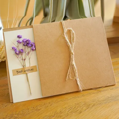 🇸🇬 Antique Style Dried Flower Card Botanical Pressed Floral Art Thank You Birthday Note​