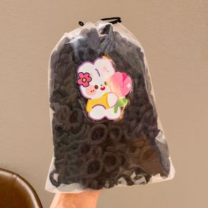OKDEALS 100pcs Korean Childrens Headband Set Cute MIni Brown Black High Elastic Hairband Fashion Ponytail Holder Candy Color Hair Rope Kid Headwear