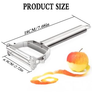 2 in 1 Julienne Slicer Stainless Steel Peeler MultifunctionalCutter Potato Carrot Vegetable Grater With Serrated Blade Easy Peel Slicer for Kitchen Home Comercial Use