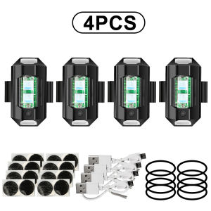 4/2PCS Motorcycle Lights Led Aircraft Strobe Lights Anti-collision Warning Light with USB Charging 7 Colors Turn Signal Indicator