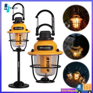 [ VKTECH ] LED Outdoor Vintage Camping Light Stepless Dimming Retro Campsite Lantern 30h Max Runtime for Outdoor Garden Street Path Lawn