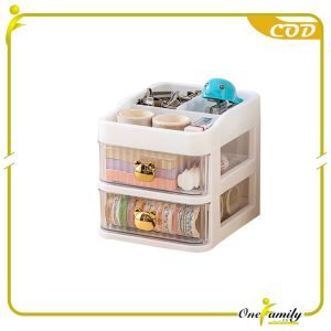 ONE-K166 Rak Kosmetik Serbaguna 3 Laci Tempat Make Up Storage Box Bear / Rak Kotak Penyimpanan Alat Tulis / Desktop Drawer Rak Susun Serbaguna / Rak Meja Laci Import