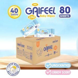GAIFEEL LITE Khăn lau em bé kẹo không mùi hương 40gói khăn lau em bé 1 hộp