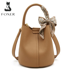 FOXER brand sling bags for women branded women genuine leather crossbody bag with free detachable silk scarf