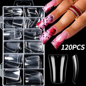 BG9T 120Pcs 120Pcs Duck Nail Tips Medium Length Full Cover Fake Nail Tips  Wide Nail Extension Tips For Women