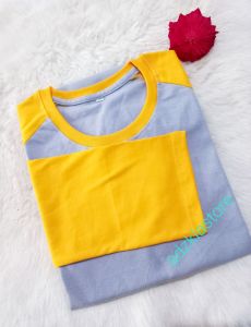 kaos raglan warna abu lengan kuning katun kombet 24s tebal nyaman murah big size jumbo anak