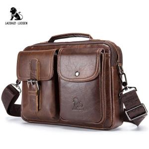 CXG LAOSHIZI LUOSEN 100% Genuine Leather Mens Shoulder Bag Vintage Male Handbags Messenger Bags Business Crossbody Bag