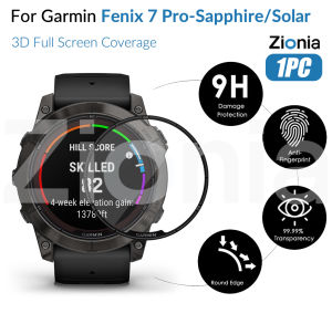 Zionia 1PC 20D HD Replacement Full Screen Curved Edge Full Coverage Protector Film for Garmin Fenix 7 7X Pro Sapphire Solar Smart Sport Watch HD 9H 3D Protective Glass Explosion-proof Anti Scratch Film Accessories