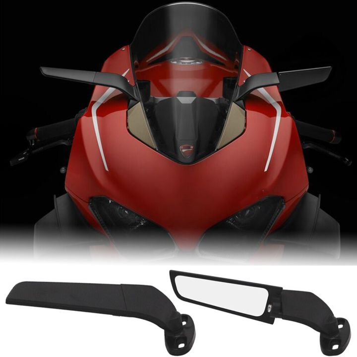 MOFUN LED Rearview Wind Wing Fin Mirrors For Ducati 1299 Panigale 1198 1098 848 – Black Aluminum