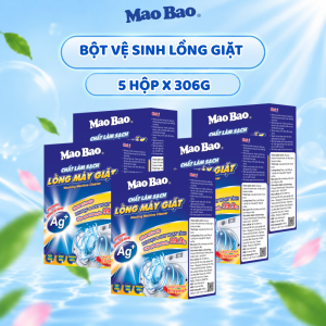 Combo 5 Hộp Chất Vệ Sinh Lồng Máy Giặt Mao Bao Ag+ 306g – Tẩy Sạch Cặn Bẩn Khử Mùi