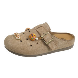 [Free Shipping] Niche Retro WomenS Toe-Covering Slippers 2025 Spring New Thick-Soled Half-Cover Outdoor Half-Slipper Clogs