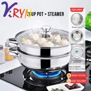 ViRYN 28cm 2 Tiers Multipurpose Steamer Pot Set Premium High Quality Stainless Steel Pengukus (CW-7123)