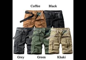 Men Cotton Cargo Shorts Man Beach Jogger Outdoor Multi Pocket Short Pants Male Loose Bermuda Solid Vintage Classic Shorts