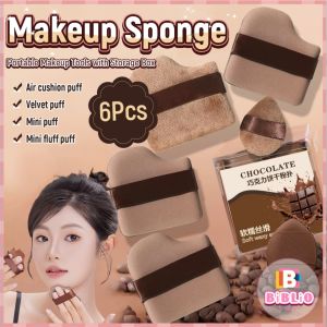 Biblio【Ready in Stock】 6Pcs/set Velvet Powder Puff Thickened Makeup Sponge Set BB Foundation Air Cushion Puff