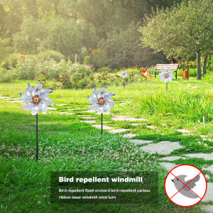 【New Arrival】8 Leaves Bird Repeller Windmill Garden Lawn Yard Deterrent Silver Pinwheel