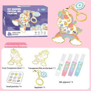 DIY Glue Painting Keychain Set DIY Dripping Glue Art Keychain Craft Set for Children Educational Gift with Practical Accessories DIY Free Roasting Plastic Picture Pendant