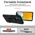 for Samsung A12 Case with Slide Camera Cover, 360° Ring Holder Metal Kickstand, work for Magnetic Phone Holder Car Mount, Drop Peep Protection. 