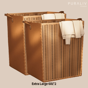 60L Foldable Laundry Basket 60L Capacious Durable Foldable Wicker Basket for Home Use