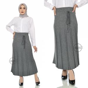 Rok Panjang Prisket Rempel Formal Kerja Kantor Hitam Wanita Bahan Polycotton Premium