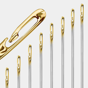 12ชิ้นเข็มเย็บผ้าร้อยด้ายไม่จำเป็นต้องใช้ด้าย12ชิ้นเข็มเย็บปักถักร้อยสำหรับเย็บมือหมุนเกลียวด้านข้างง่ายสแตนเลสเข็มเย็บ3ขนาดสำหรับ DIY