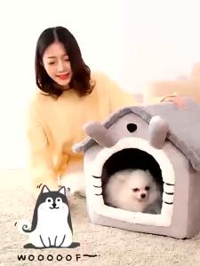 Cat and dog nest cute cat house detachable and washable villa enclosednest suitable for all seasons warm in winter