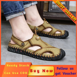 【CODQ】Plus Size(38-48) 2020 Summer New Tide Brand Mens Shoes Korean Slippers for men Flat Slip Non-slip Sandals for men