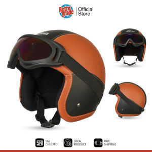 Helm Bogo Anak Retro Kacamata Lucu Imut Polos Usia 2-6 Tahun Moca Hitam