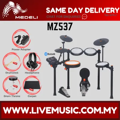 Medeli MZ537 Digital Electric Drum Set Package with Throne-Black ( MZ537)