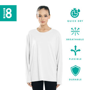 Prime8 x 888.co Aerofit Roundneck Longsleeve Microfiber Dryfit Tshirt Jersey Sport Baju T Shirt Men Women WHITE