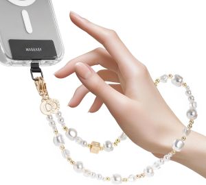 MAGEASY Phone Charm for Women - Cell Phone Wrist Strap with Teather Tab - Pearl Series