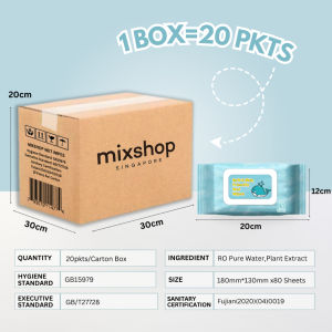 mixshop Baby Wet Wipes 20 Pkt per Carton Total 1600 Sheets SG ready stock