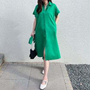 NANDO TERUSAN DRESS WANITA BAHAN KATUN POPLIN LENGAN PENDEK FULL KANCING KEKINIAN HQ