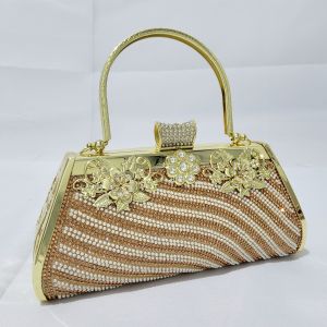Tas Pesta Wanita Import Diamond Clutch Glitter Motif Bunga Cantik Mewah 2909/10/11